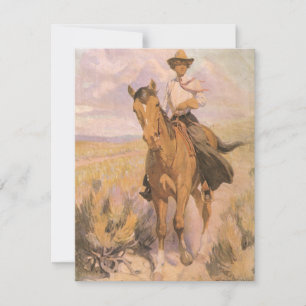 Vintage Cowgirl Cowboy, Femme à Cheval par Dunton