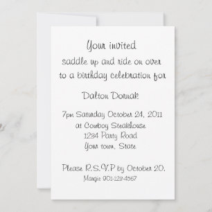 VINTAGE COWGIRL WESTERN PARTY INVITATION