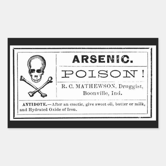 Vintage Crâne Croisé os Arsenic Poison Étiquette (Devant)