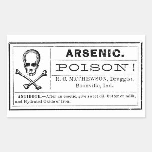 Vintage Crâne Croisé os Arsenic Poison Étiquette