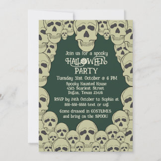 Vintage crâne effrayant Halloween fête Invitation