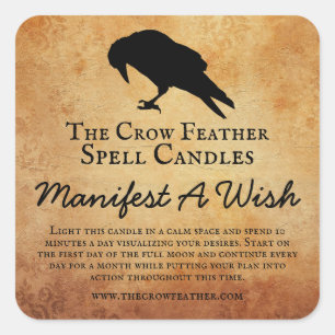 Vintage Crow Intention Spell Canderen Étiquettes