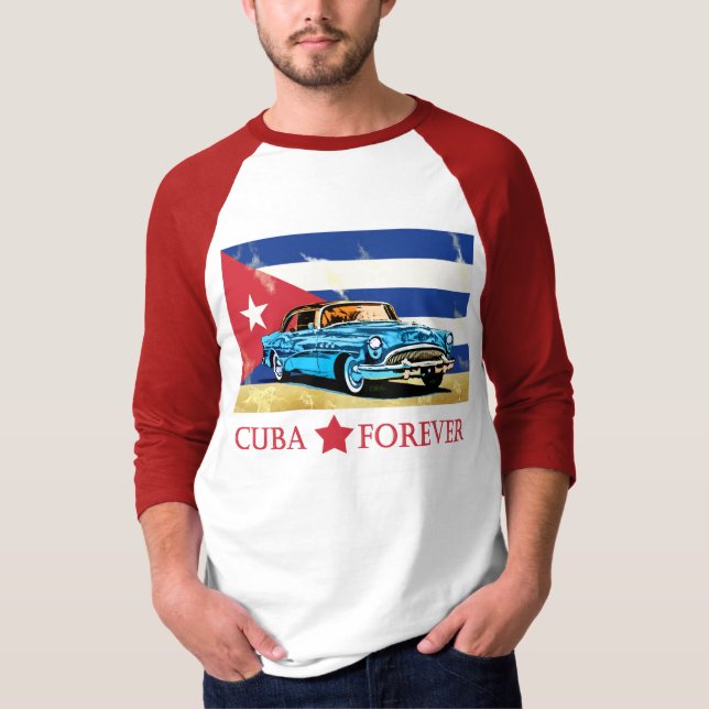 Vintage Cuba Flag Classic Car T-Shirt (Devant)