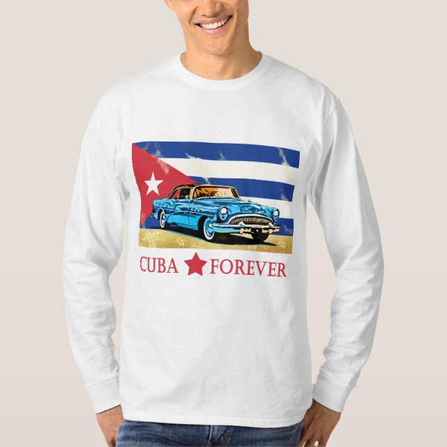Vintage Cuba Flag Classic Car T-Shirt (Devant)