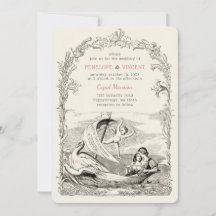 Vintage Cupid Loat Faire-part de mariage bateau