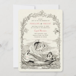 Vintage Cupid Loat Faire-part de mariage bateau