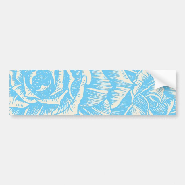 Vintage cyan bleu rose floral bumper sticker (Devant)