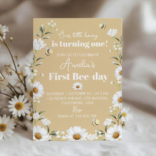 Vintage Daisy Bee Invitation d'anniversaire