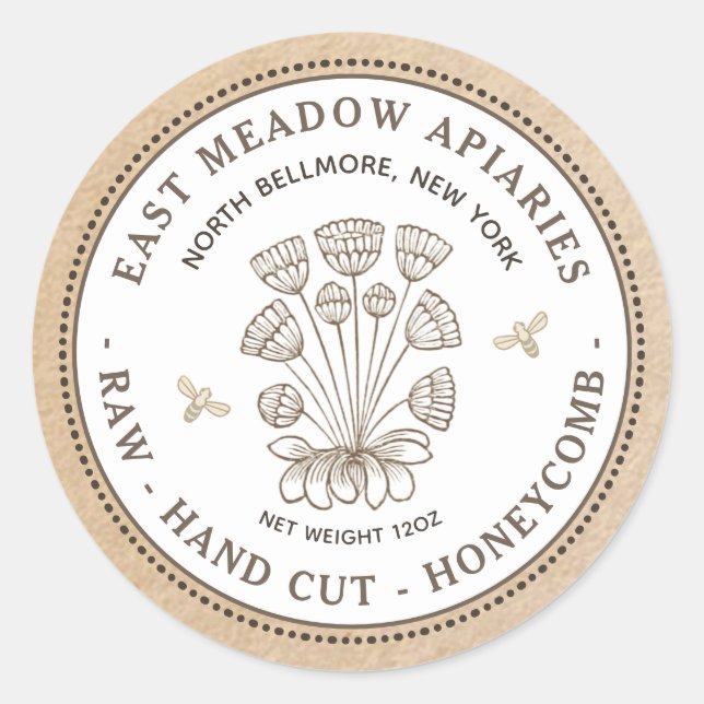 Vintage Daisy et Bee Honeycomb Étiquette sur Kraft (Devant)