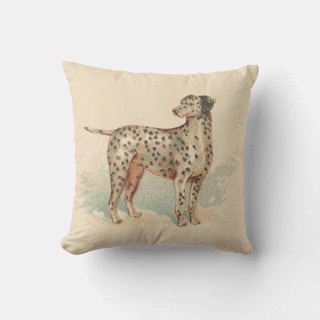Vintage Dalmatien Élégant Impression Doux Coussin  (Recto)