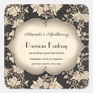 Vintage Damask Argent Frame Parfum Étiquette boute
