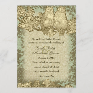 Vintage Damask M. et Mme Owl Faire-part de mariage