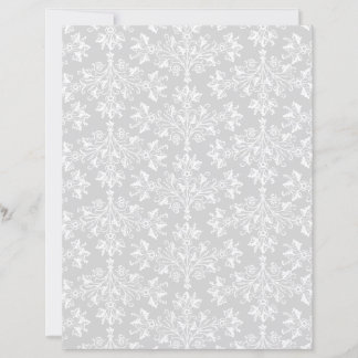 Vintage Damask Pattern in White on Light Gray