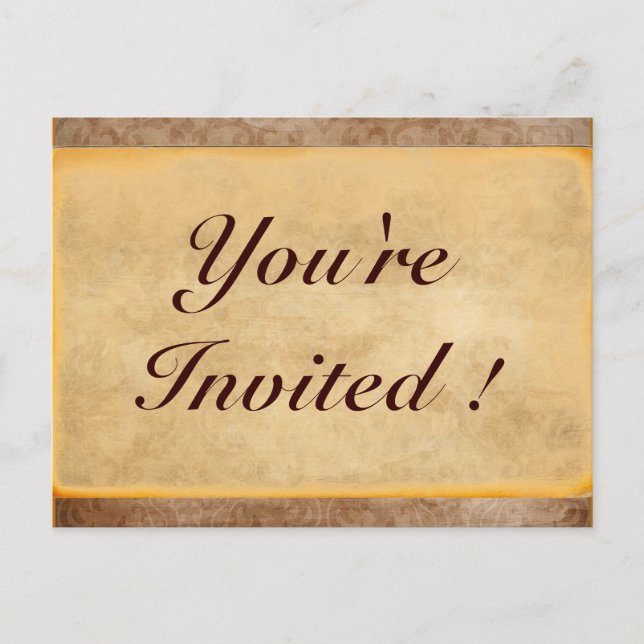 Vintage Damask Vous êtes Invité ! Cartes postales (Devant)