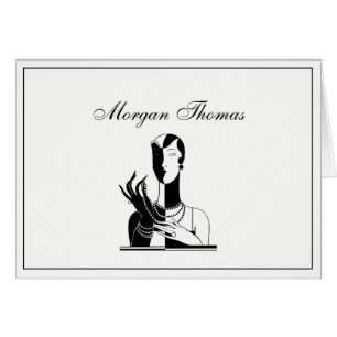 Vintage Dame Art Déco Avec Des Perles Transp Black