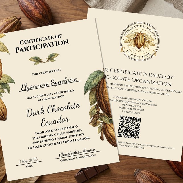 Vintage Dark Chocolate Workshop Certificate (Créateur téléchargé)