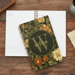 Vintage Dark William Morris Floral Monogramme<br><div class="desc">Ce design simple mais élégant présente un motif floral foncé et élégant inspiré par William Morris, vert sauge, or doux et rouille riche sur un arrière - plan noir. Gardez vos rendez-vous et votre horaire dans le style. Ajoutez un nom et une initiale pour le personnaliser. Fait un grand cadeau...</div>