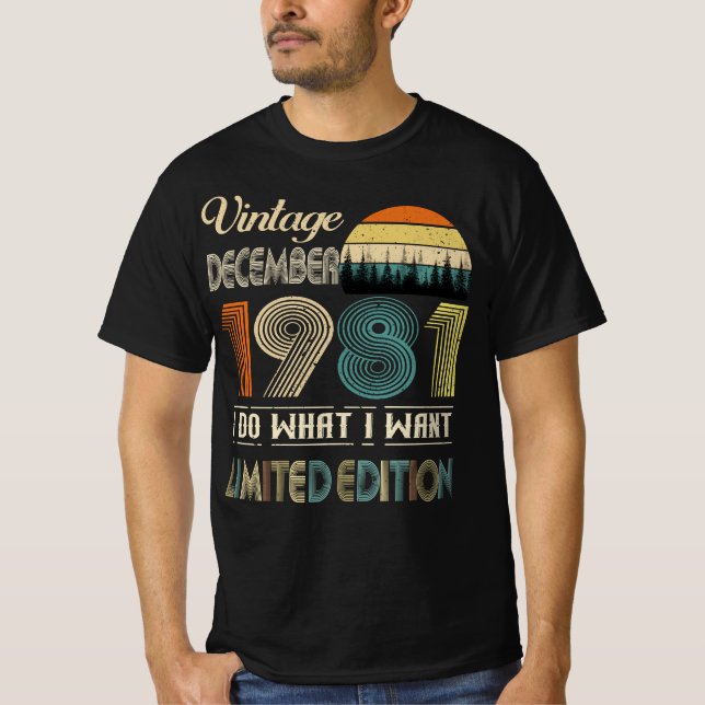 Vintage Décembre 1981 T-Shirt style rétro Annivers (Devant)