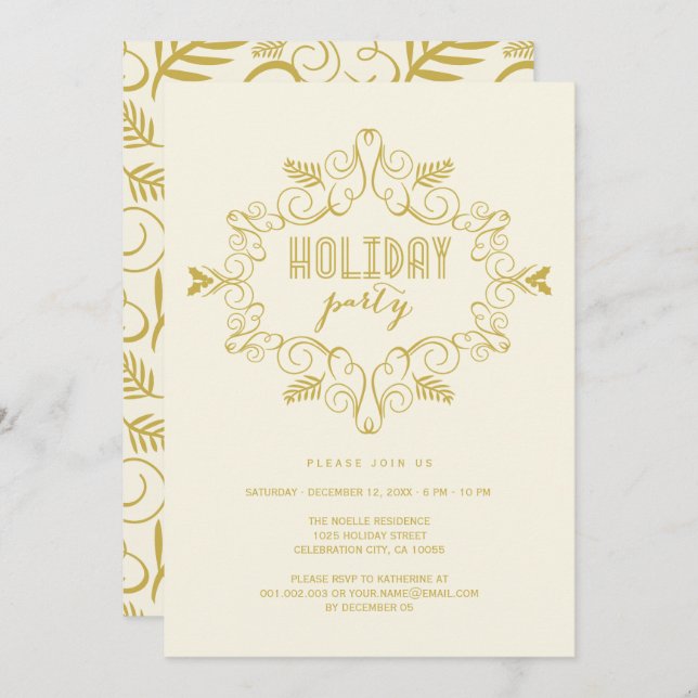 Vintage Déco Foliage Classic Fête Invitation (Devant / Derrière)