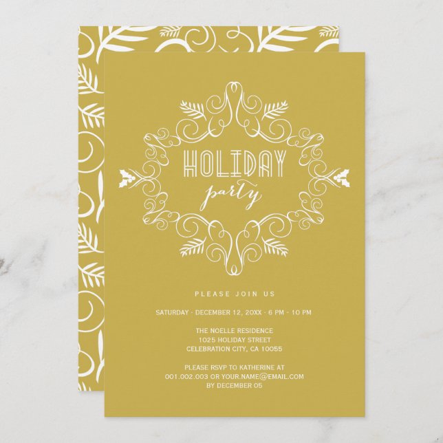 Vintage Déco Foliage Classic Fête Invitation (Devant / Derrière)