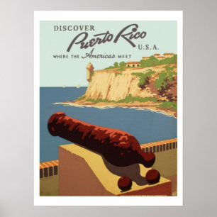 Vintage Découvrez Porto Rico WPA Travel Poster