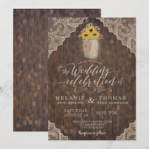 Vintage dentelle et tournesol Invitations de maria