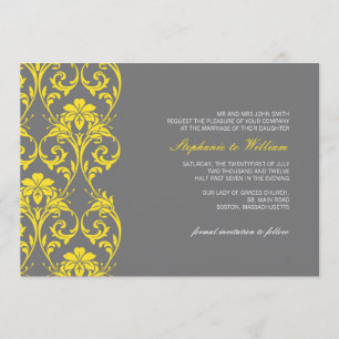 Vintage dentelle gris et jaune Faire-part de maria
