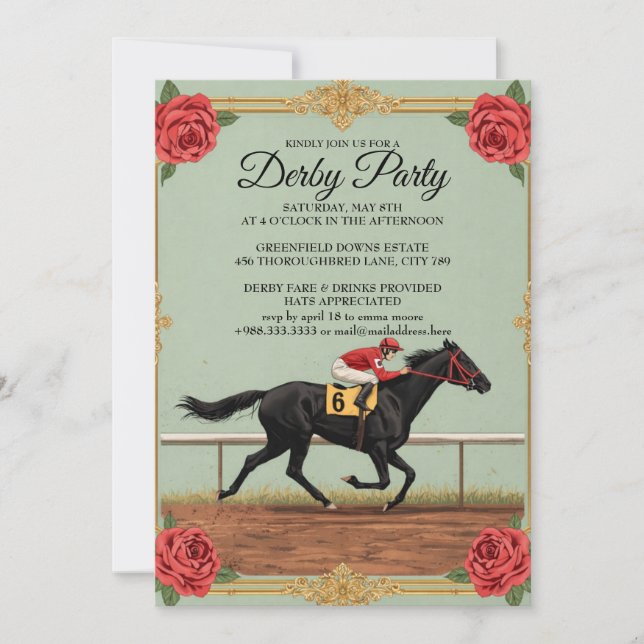 Vintage Derby Horse Racing Party Invitation 2026 (Devant)