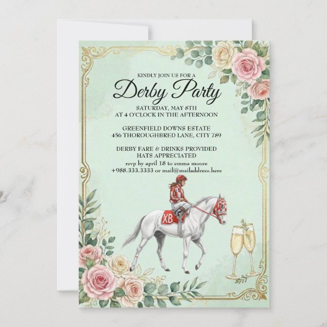 Vintage Derby Horse Racing Party Invitation 2026 (Devant)