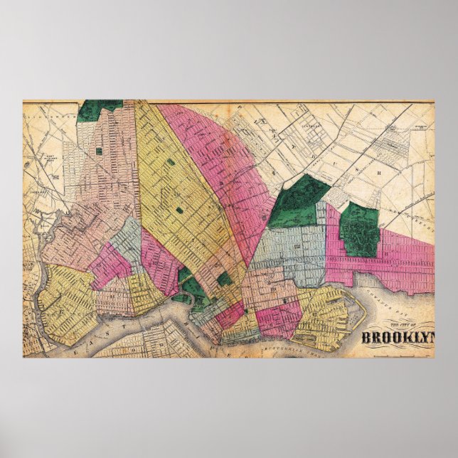 Vintage Detailed Brooklyn Map Poster (Devant)