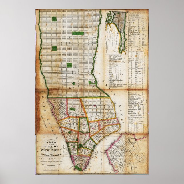 Vintage Detailed New York Map Poster 1832 (Devant)