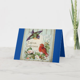 Vintage Deux Oiseaux Carte de vacances de Pâques