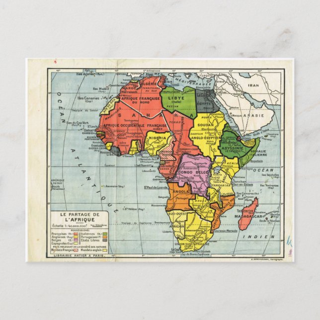 Vintage, Division de l'Afrique, 1900, Carte (Devant)
