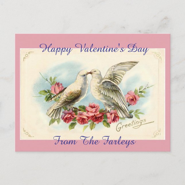 Vintage Doves Valentine's Day Carte postale (Devant)