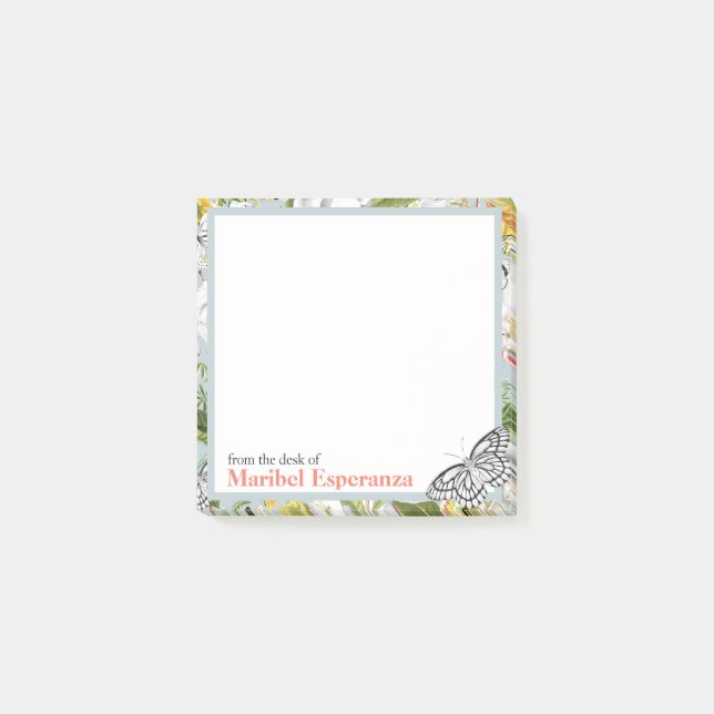 Vintage Dusty Blue Mariposa Post-It Notes (Devant)