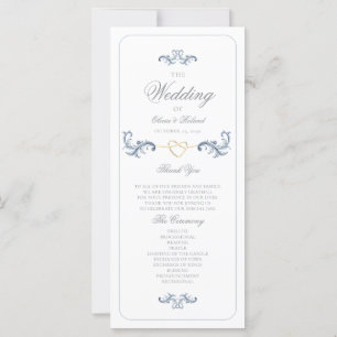 Vintage Dusty Blue Wedding Programme