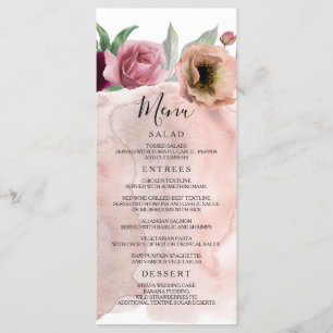 Vintage Dusty Rose Floral Menus Mariage