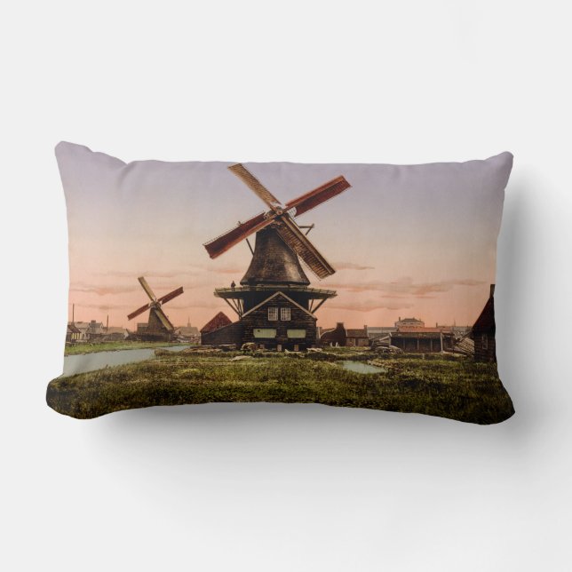 Vintage Dutch Windmills oreiller jetable personnal (Recto)