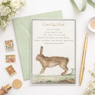 Vintage Easter Bunny Invitation - Easter Egg Hunt