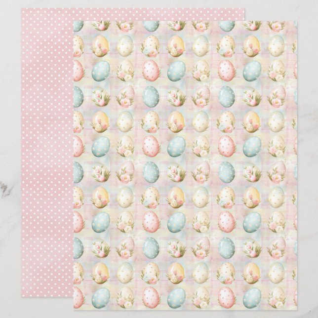 Vintage Easter Eggs Scrapbook Paper (Devant / Derrière)