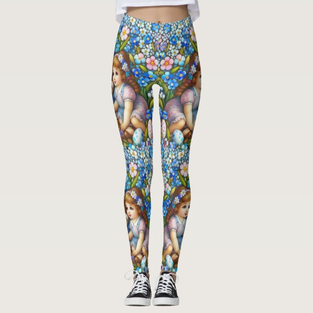 VINTAGE EATER BUNNY ET FILLE ~ Leggings (Devant)