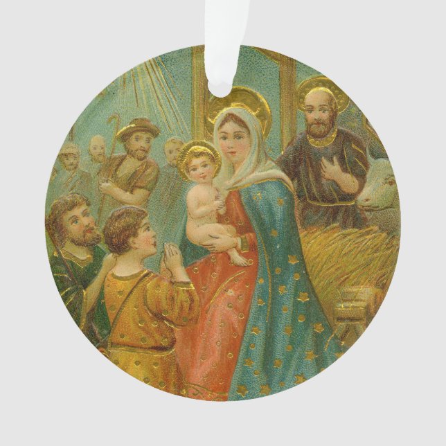 Vintage Edwardian Era Nativity Christmas Card (devant)