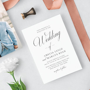 Vintage Élégance Script Mariage Photo Invitation