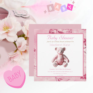 Vintage Elégant Baby shower en toile rose Fête