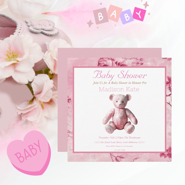 Vintage Elégant Baby shower en toile rose Fête (Créateur téléchargé)