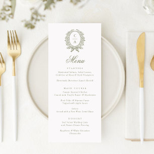 Vintage Elegant Feuilles d'Olive Menu de la couron