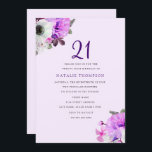 Vintage Élégant Fleur pourpre 21e Invitation d'ann<br><div class="desc">Vintage Elegant Purple Flower 21st Birthday Invitation Belles fleurs rustiques élégantes pour votre vintage,  rustique ou élégant 21st Birthday Party Invitation Collection Matching,  s'il vous plaît voir ci-dessous ou notre magasin Design avec l'aimable autorisation de www.createthecut.com</div>