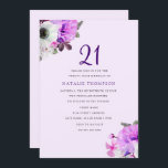 Vintage Élégant Fleur pourpre 21e Invitation d'ann<br><div class="desc">Vintage Elegant Purple Flower 21st Birthday Invitation Belles fleurs rustiques élégantes pour votre vintage,  rustique ou élégant 21st Birthday Party Invitation Collection Matching,  s'il vous plaît voir ci-dessous ou notre magasin Design avec l'aimable autorisation de www.createthecut.com</div>
