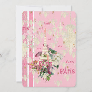 Vintage Elegant rose Paris Eiffel