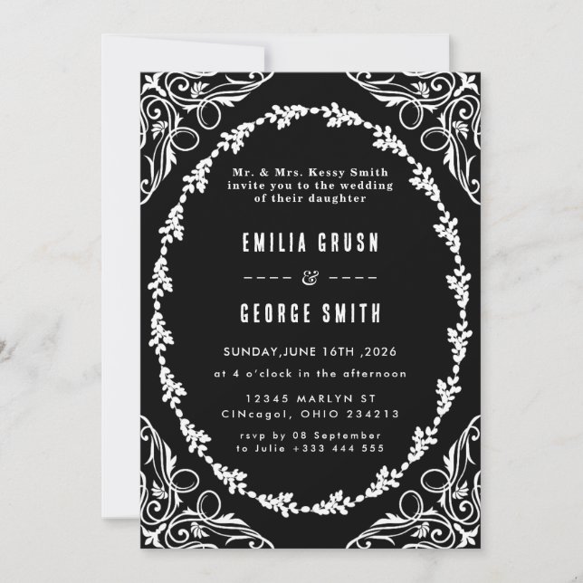 Vintage Elegant Wedding Invitation (Devant)